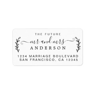 Simple Rustic Future Mr Mrs Wedding Return Address Label