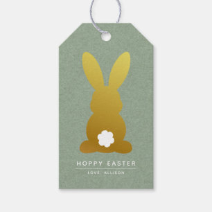 Simple Rustic Green Easter Bunny Personalized Gift Tags