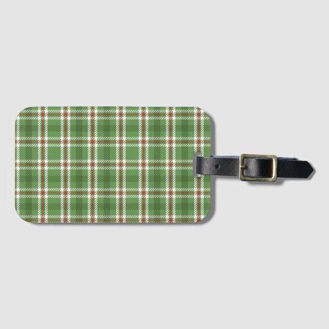 Simple Rustic Green Farmhouse Country Plaid Luggage Tag (Front Horizontal)
