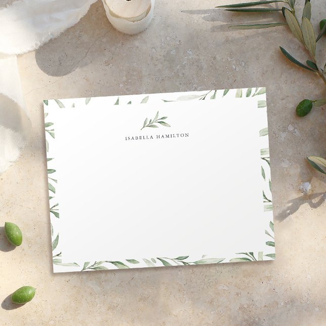 Simple rustic greenery Personalised Stationery Card (Simple rustic greenery Personalized Stationery Note Card)