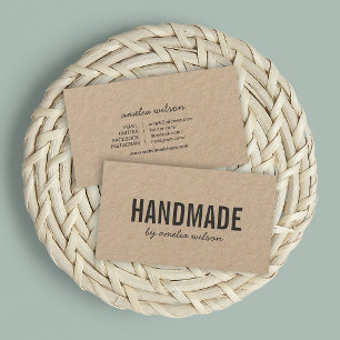 Simple Rustic Handmade Social Media Kraft Business Card