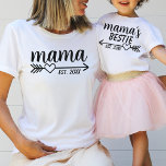 Simple Rustic Heart Arrow Mama's Bestie Child T-Shirt<br><div class="desc">Customisable established date design with a rustic heart arrow for a child for mummy and me matching shirts for moms and their kids. Would work as a personalised gift for a new mother,  or mother-to-be for a baby shower.</div>