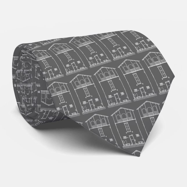 Simple Rustic House Modern Chalkboard Drawing Tie (Rolled)