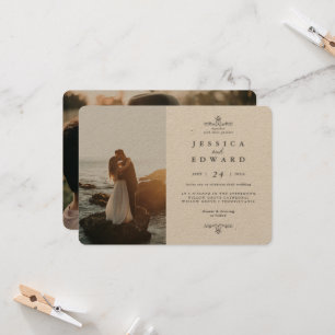 Simple Rustic Kraft 2 Photos Wedding Invitation