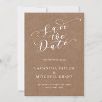 Simple Rustic Kraft Background Save the Date