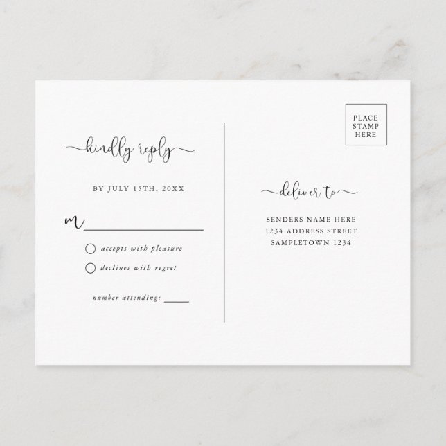 Simple Rustic Kraft Brown RSVP Postcard (Back)