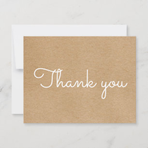 Simple Rustic Kraft Business Script Thank You Card
