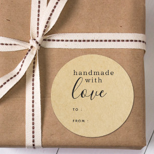 Simple Rustic Kraft Handmade with Love Classic Round Sticker