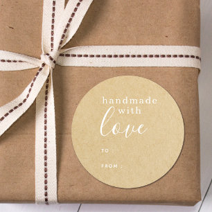 Simple Rustic Kraft Handmade with Love Classic Round Sticker