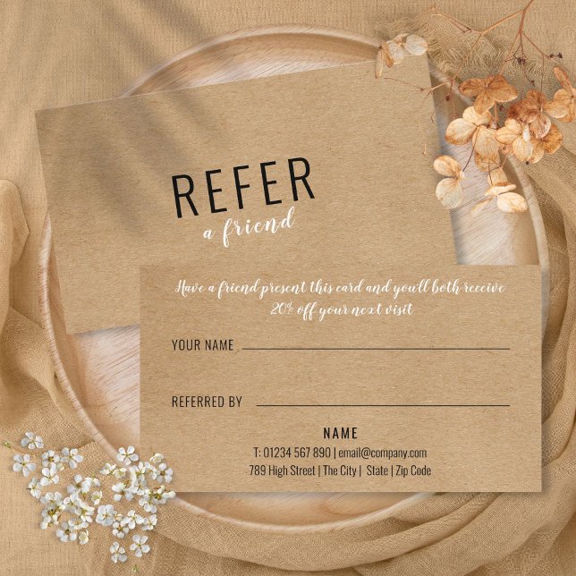 Simple Rustic Kraft Modern Referral Card (Simple Rustic Kraft Modern Referral Card)