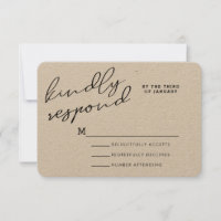 Simple Rustic Kraft Paper RSVP Cards