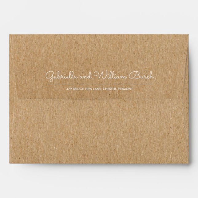 Simple Rustic Kraft Script Return Address Envelope (Back (Top Flap))