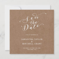 Simple Rustic Kraft SquareSave the Date Invitation