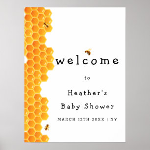 Simple Rustic Mommy to Bee Baby Shower Welcome  Poster