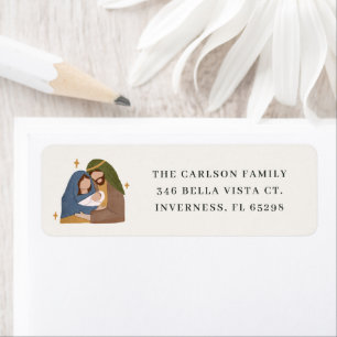 Simple Rustic Nativity Christmas Return Address