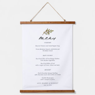 Simple Rustic Olive Wedding Menu Hanging Tapestry