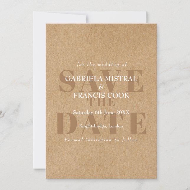Simple Rustic Save the Date Invitation (Front)