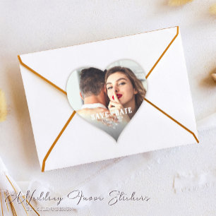 Simple Rustic Save the Date Photo Wedding Favour Heart Sticker