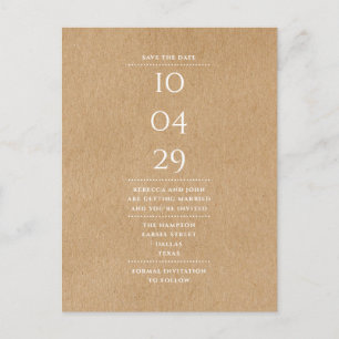 Simple Rustic Save the Date Postcard