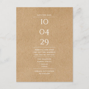 Simple Rustic Save the Date Wedding Announcement Postcard