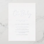 Simple Rustic Script Elegant Baby Shower Silver<br><div class="desc">Modern silver foil baby shower invitation featuring a simple design with "Oh Baby" in a rustic style script typography.  This elegant invitation with a minimalist layout is perfect for a boy baby shower.</div>