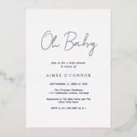 Simple Rustic Script Elegant Baby Shower Silver