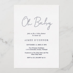 Simple Rustic Script Elegant Baby Shower Silver