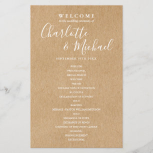 Simple Rustic Signature Script Wedding Program