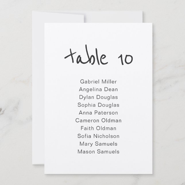 Simple rustic Table Number with Seating (Front)