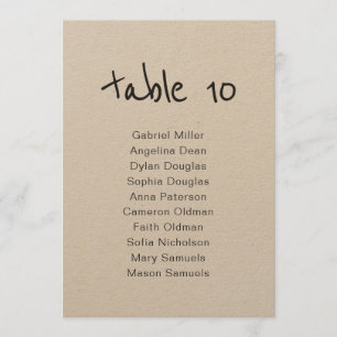 Simple rustic Table Number with Seating