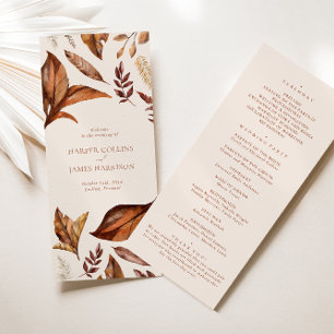 Simple Rustic Terracotta Floral Wedding Program