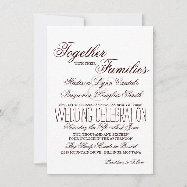 Simple Rustic Typography Wedding Invitations (Front)