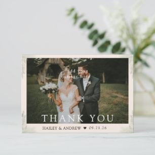 Simple Rustic Watercolor Minimalist Wedding Thank You Card