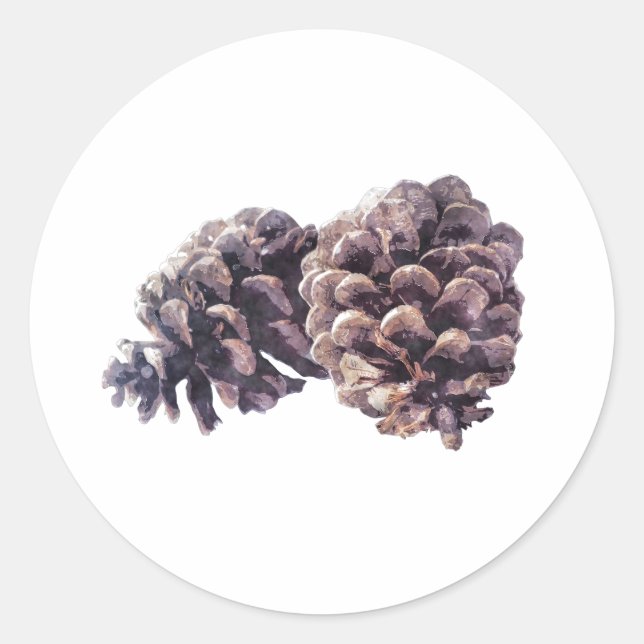 Simple rustic watercolor pine cone Sticker Seal (Front)