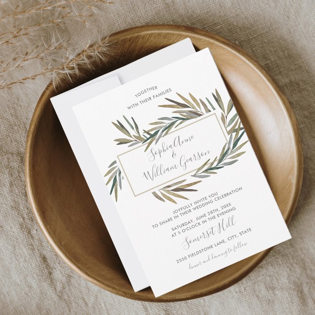 Simple Rustic Wedding Botanical Watercolor Herb Invitation (Creator Uploaded)