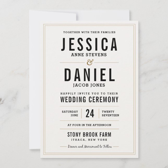 Simple Rustic Wedding Invitation - Floral Back (Front)