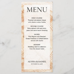 Simple Rustic Wedding Wood Tree bark Customisable Menu