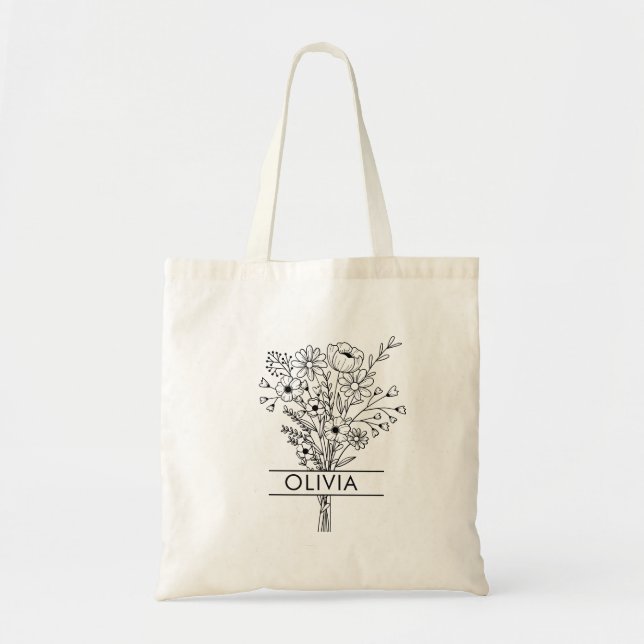 Simple Rustic Wildflower Text  Tote Bag (Front)