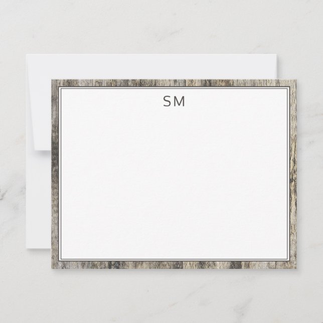 Simple Rustic Wood Border Monogram Initials   Card (Front)