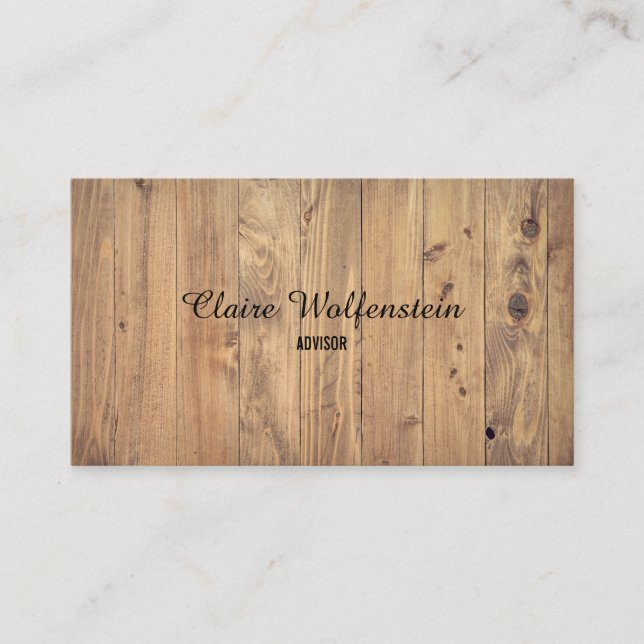 Simple Rustic Wood Effect Business Card (Front)