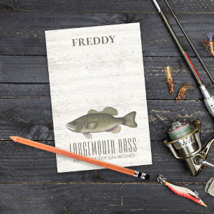 Simple Rustic Wood Nature Fisherman Custom Bass  Post-it Notes