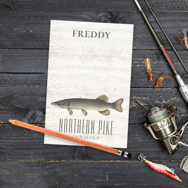 Simple Rustic Wood Nature Fisherman Northern Pike Post-it Notes (Creator Uploaded)
