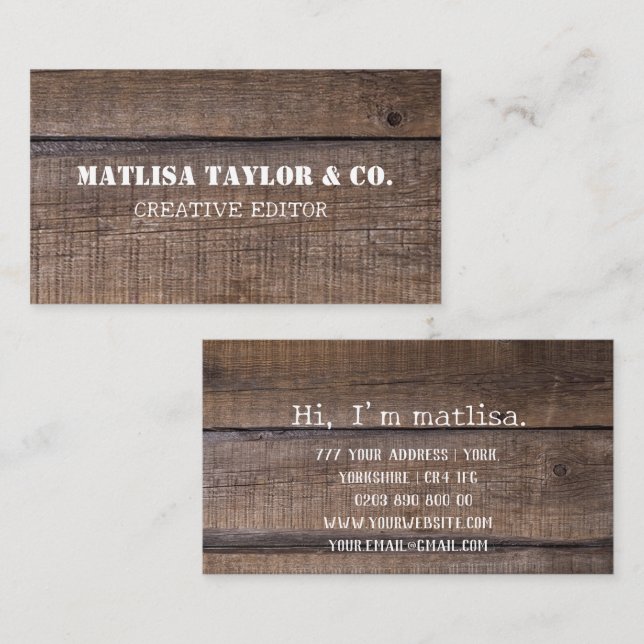 Simple Rustic Wood Oak Style Pattern Professional Business Card (Front/Back)