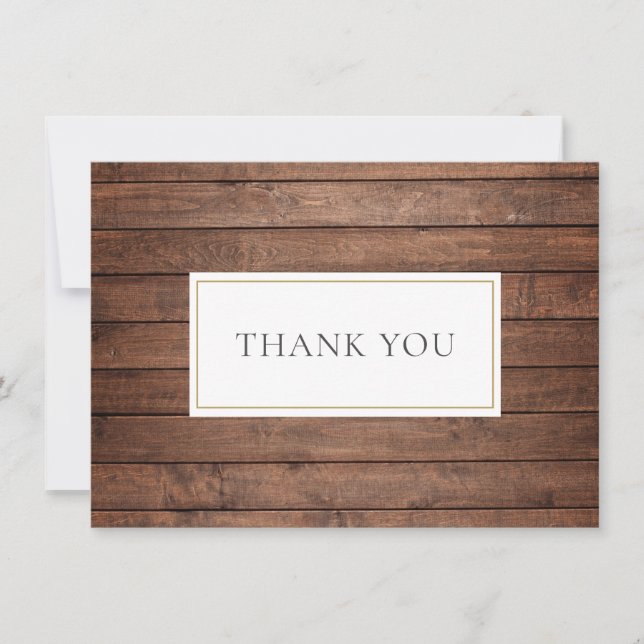 Simple Rustic Wood Panels Thank You Card (Front)