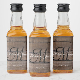 Simple Rustic Wood Wedding Personalised Liquor Bottle Label