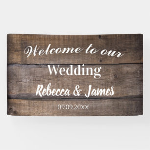 Simple Rustic Wood Wedding Welcome Backdrop Banner