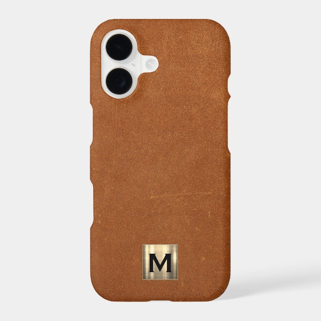 Simple Sable Leather Luxury Gold Monogram Samsung Galaxy S21 Case (Back)