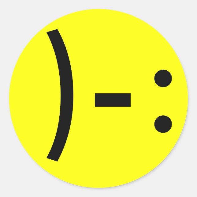 Simple Sad Face Classic Round Sticker (Front)