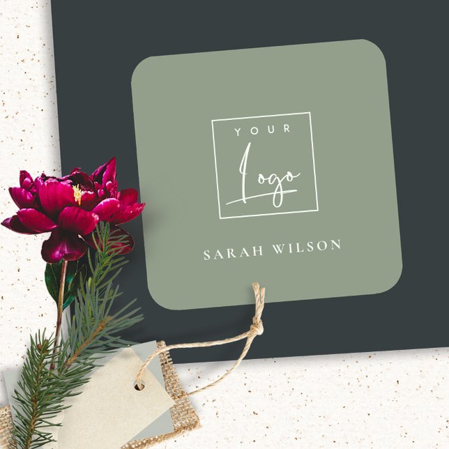 Simple Saga Green Custom Promotional Business Logo Square Sticker (Creator Uploaded)