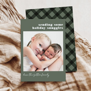 Simple Sage and Plaid Sending Some Snuggles Holiday Card